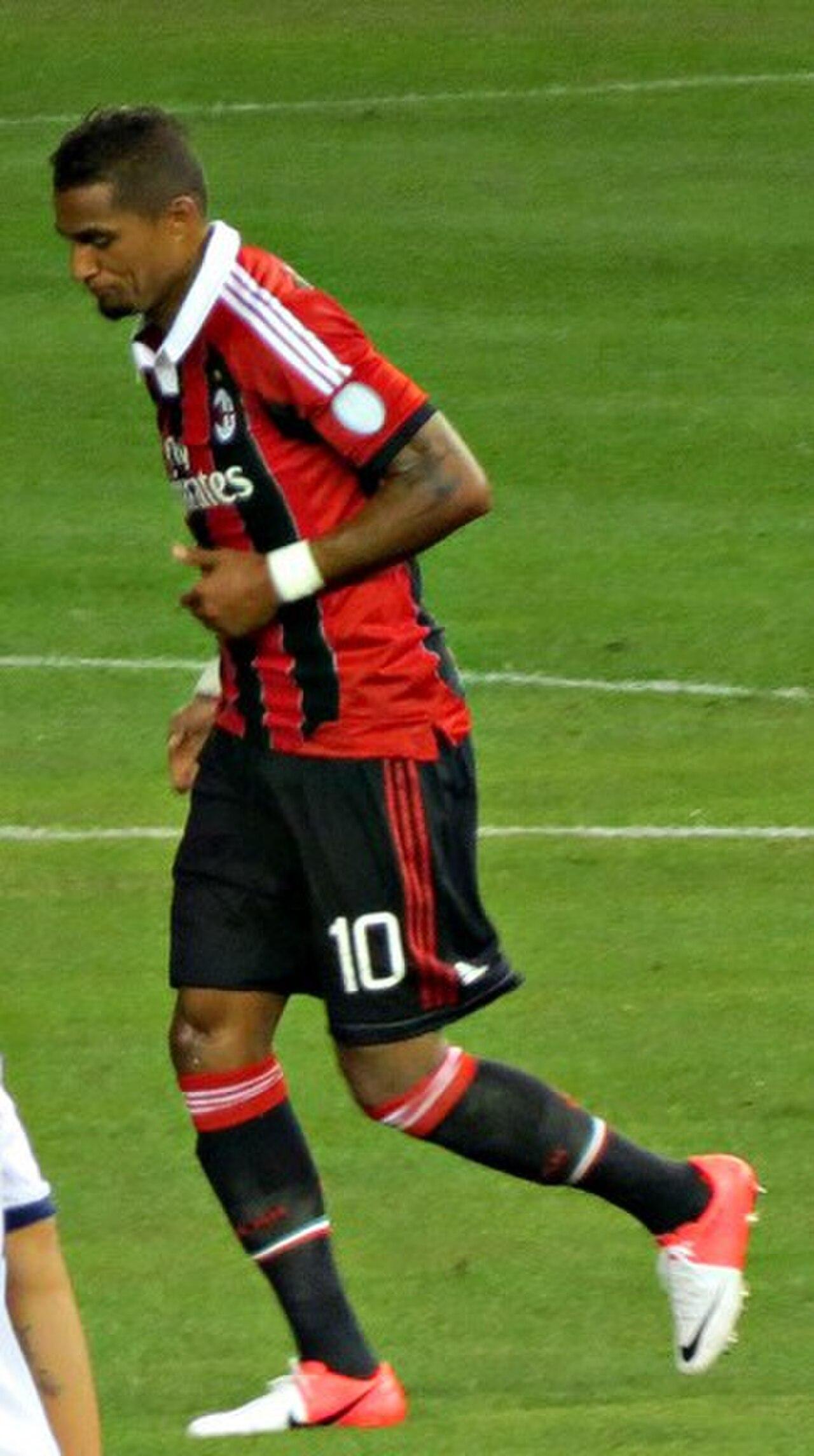 Kevin-Prince Boateng in Milan colours, August 2012 — months before he picked up the ball at Pro Patria on 3 January 2013, struck it toward the terrace that had been abusing him, and walked off with his team-mates behind him.