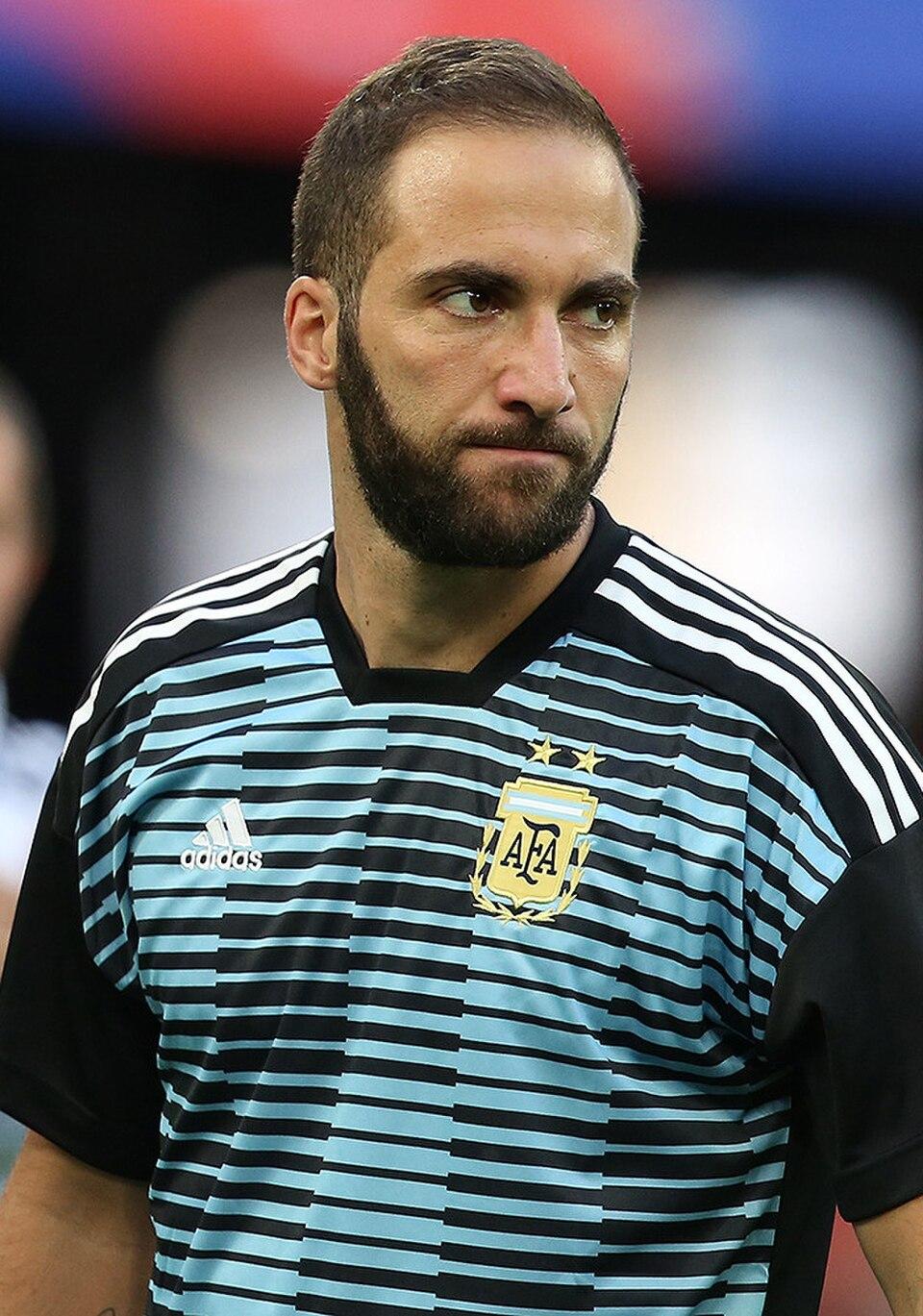 Gonzalo Higuaín in Argentina colours on 26 June 2018, ahead of the World Cup group match against Nigeria — weeks before Juventus made room for Cristiano Ronaldo and loaned him to Milan.