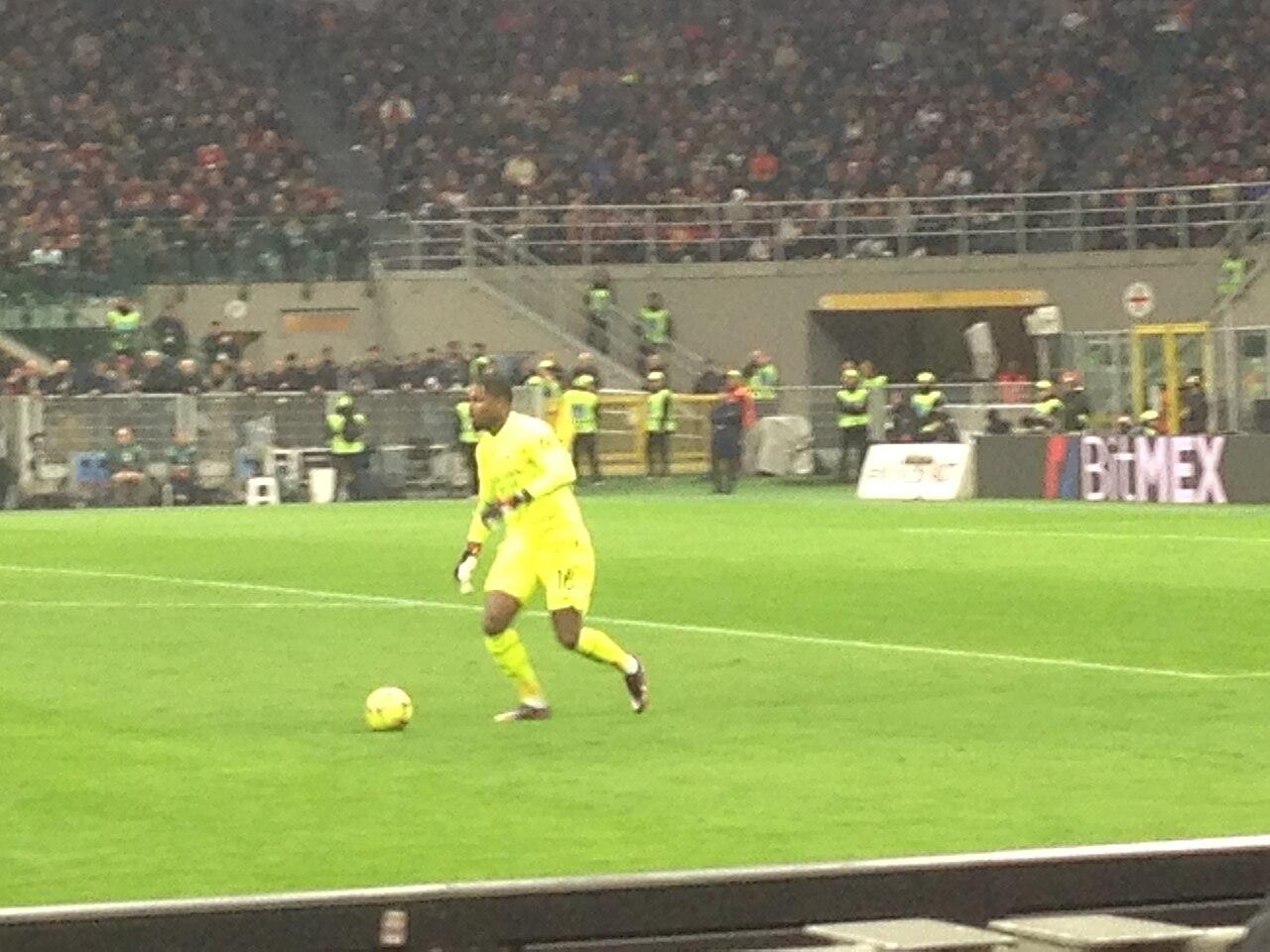 Mike Maignan in the Milan goal at San Siro on 13 March 2023, against Salernitana. Five weeks later, in the Champions League quarter-final second leg in Naples, he saved Khvicha Kvaratskhelia's penalty to send Milan through 2-1 on aggregate and into their first European semi-final since 2007.