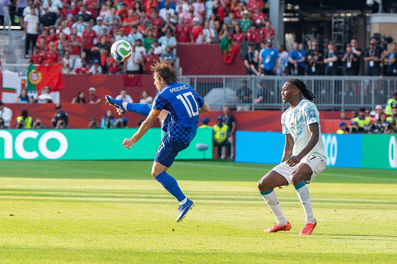 Luka Modrić and Rafael Leão on opposite sides at Croatia v Portugal, 2 July 2026 — five weeks after the Rossoneri season ended in fifth place, the 40-year-old metronome and Milan's second captain met again at the World Cup.