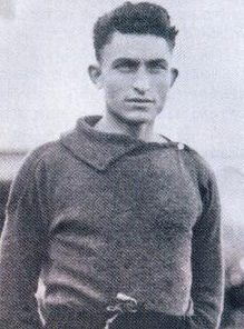 Giuseppe Santagostino, the youth-product forward who made his Milan debut in the 1921-22 season — he would stay until 1932, score 106 goals, and net the first goal ever at San Siro. A 1920s period portrait.