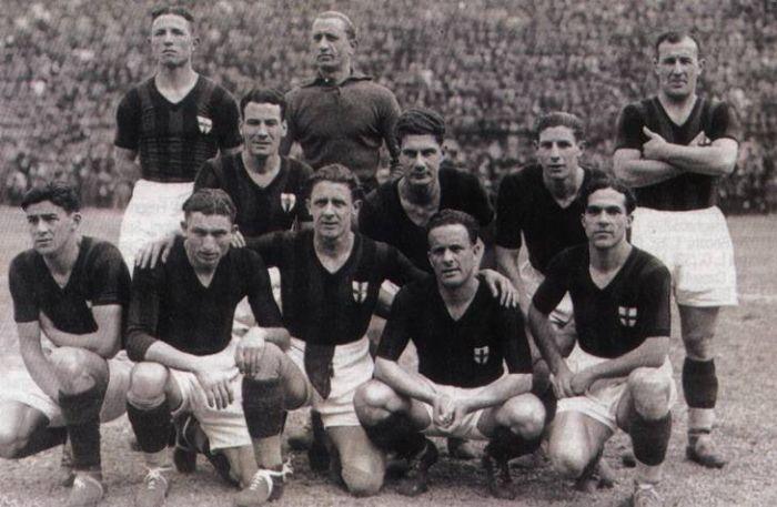 A Milan line-up of the 1930-31 Serie A season under Austrian coach Engelbert Konig — a bruising campaign that ended 12th, with Giuseppe Santagostino's 11 goals the lone bright spark.