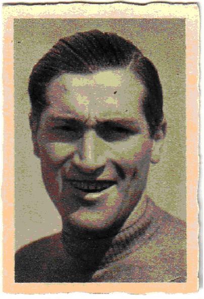 Héctor "Ettore" Puricelli, the Uruguayan centre-forward who joined Milan in 1945 and finished the 1945-46 Divisione Nazionale as the club's top scorer. Photographic card published in 1941.