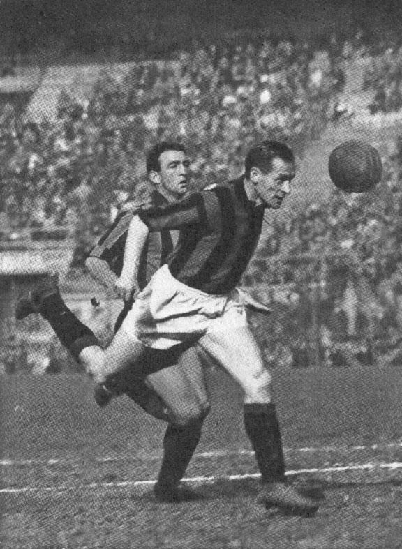 Nils Liedholm in rossonero — the Baron arrived from Norrköping in the summer of 1949 to complete the Gre-No-Li trio.
