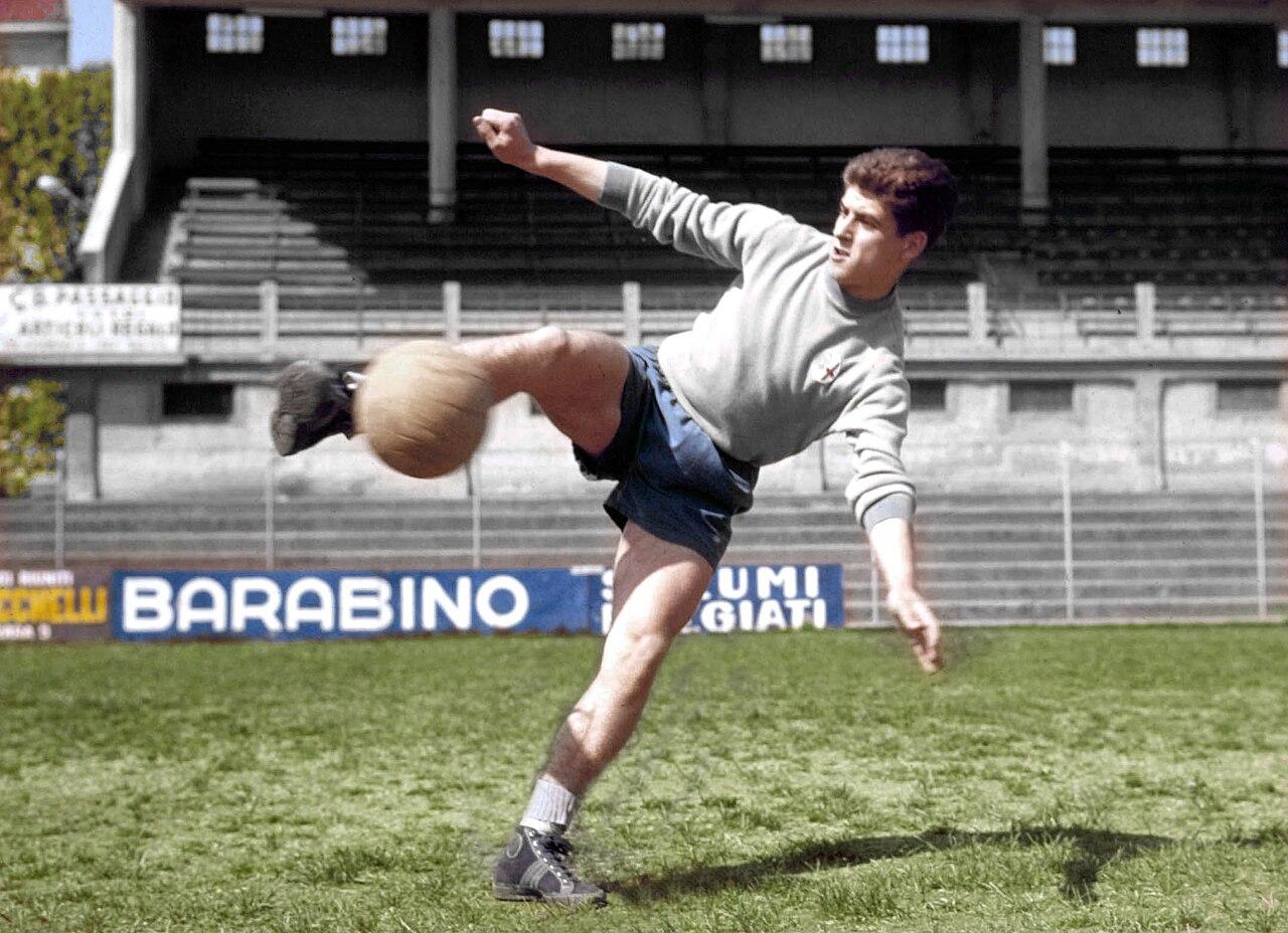 A teenage Gianni Rivera in training with U.S. Alessandria at the Stadio Giuseppe Moccagatta, c. 1958-1960 — the boy Milan would sign in the summer of 1960.
