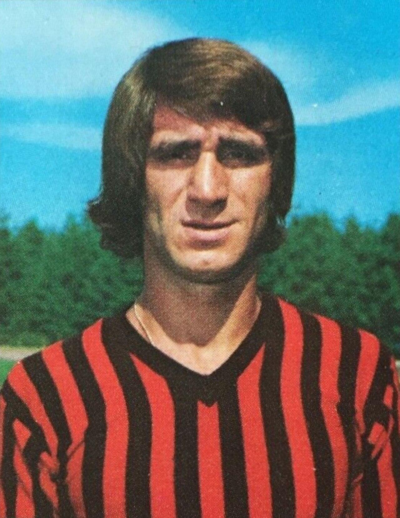 Aldo Maldera in the second half of 1975 — the attacking left-back's portrait from the Panini Calciatori 1975-76 album (sticker no. 182).