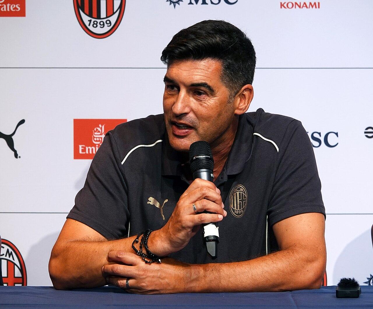 Paulo Fonseca answers questions as AC Milan head coach at a press conference in New Jersey, 26 July 2024, during the pre-season tour of the United States — appointed on 13 June to succeed Pioli, his three-year deal running from 1 July.